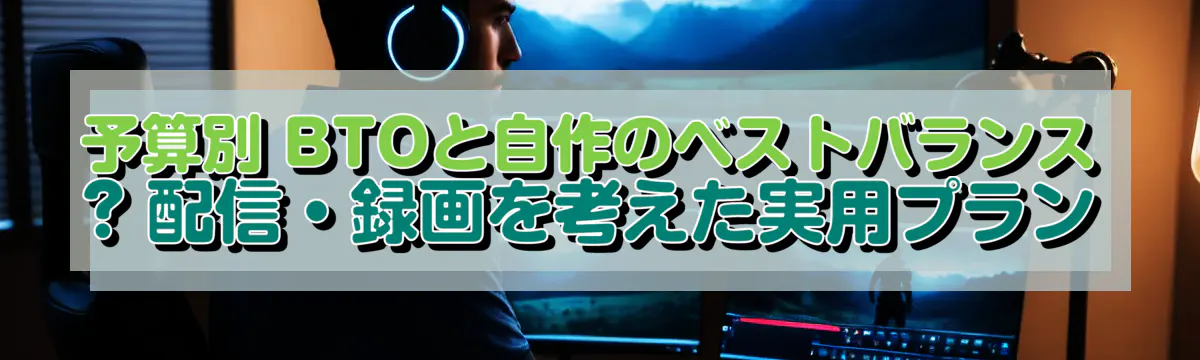 予算別 BTOと自作のベストバランス ? 配信・録画を考えた実用プラン