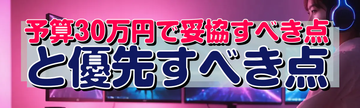 予算30万円で妥協すべき点と優先すべき点