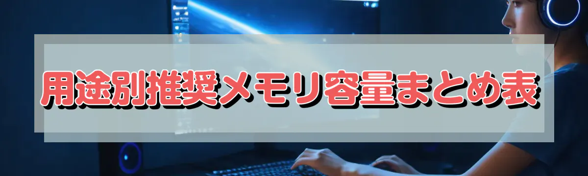 用途別推奨メモリ容量まとめ表